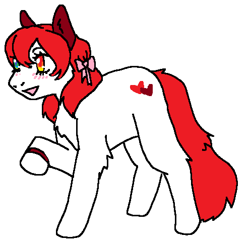 MSPaint drawing of Ewife as a My Little Pony. She has her front hoof raised and is looking offscreen.